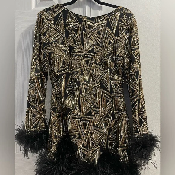 Rare London Sequin Mini Dress - Holiday Sequin - Tapered fit - Picture 2 of 4